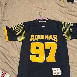 Aquinas Navy and Yellow Sports Jersey